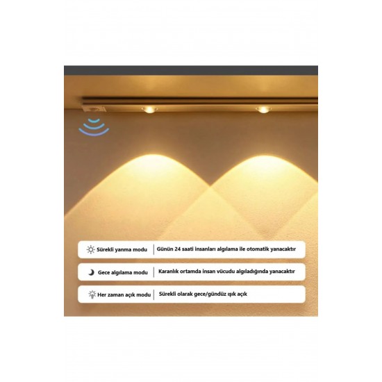 ECONA 60cm Harekete Duyarlı Led Sensörlü Usb Şarj Dim Edilebilir Taşınabilir Mutfak, Dolap, Gece Lambası