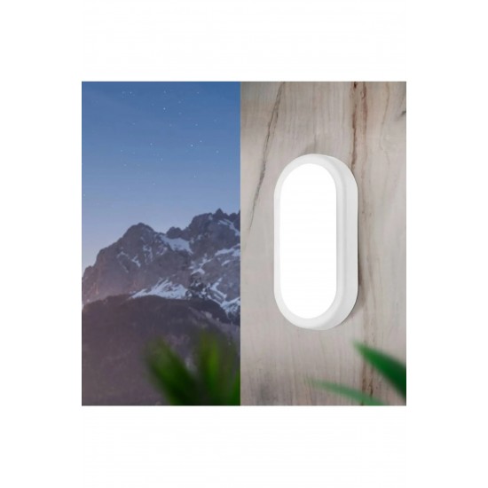 ECONA 20 Watt Beyaz Işık Beyaz Kasa Balkon Lambası Teras Lambası Oval Duvar Lambası Banyo Lambası Tavan Lambası ECN-5015