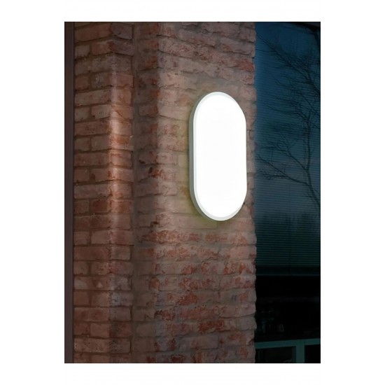 ECONA 20 Watt Beyaz Işık Beyaz Kasa Balkon Lambası Teras Lambası Oval Duvar Lambası Banyo Lambası Tavan Lambası ECN-5015