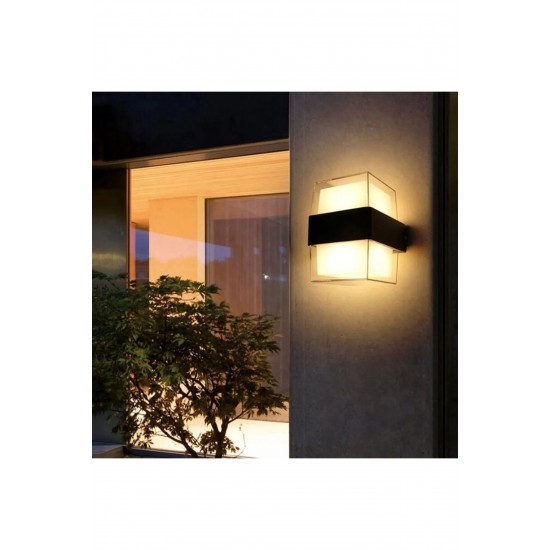 ECONA 10 Watt Gün Işığı 3000K Ledli Bahçe Dış Mekan Aplik Armatürü, Modern Tasarım Bahçe Apliği ECN-21330