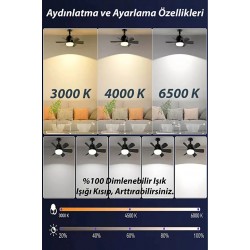 Helios Vega 25W Led 5 Pervaneli Tavan Vantilatörü E27 Duylu HS 9301