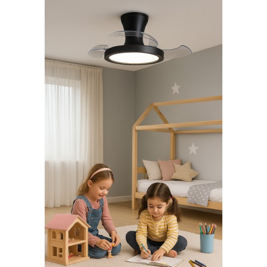 Helios Orion B 72w Ledli Gizli Kanat Uzaktan Kumandalı Dekoratif Tavan Vantilatörü Hs-9309 Siyah