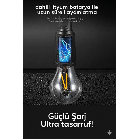 Helios Taşınabilir Solar Usb Şarjlı Led Ampül Outdoor Kamp Bahçe Lambası 5w Askılı Kırılmaz Led Işık 
