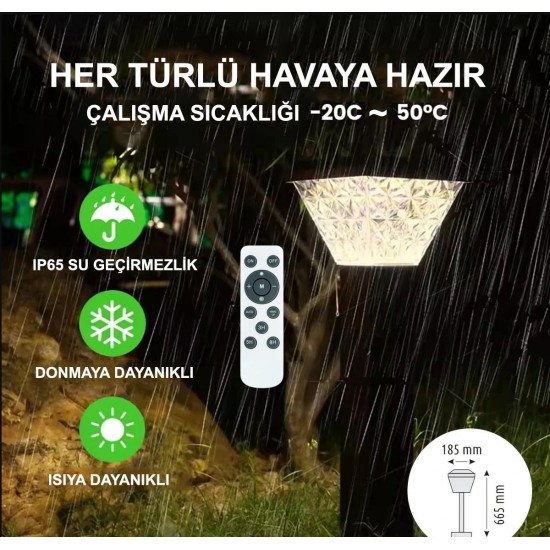 Helios Hs 4027 100 Watt 4 Renk Fonksiyonlu Solar Bahçe Armatürü Kumandalı