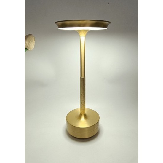 Helios Şarjlı Ledli Dokunmatik 3 Renk Fonksiyonlu Dekoratif Masa Lambası Gold Kasa Hs8130