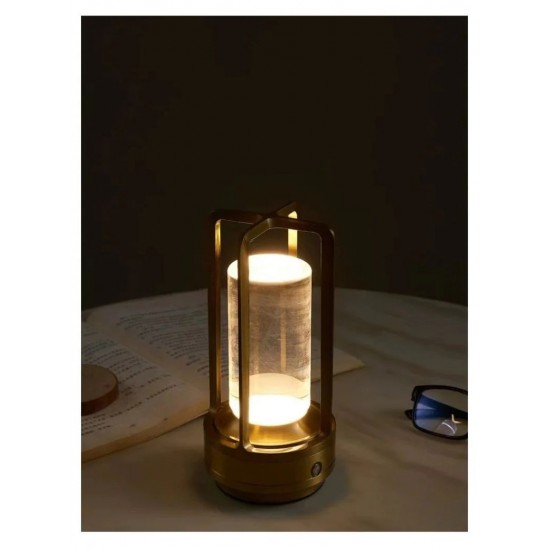 Helios Döküm Gold Kasa  Şarjlı 3 Renk Fonksiyonlu Dekoratif Masa Lambası Hs-8131g