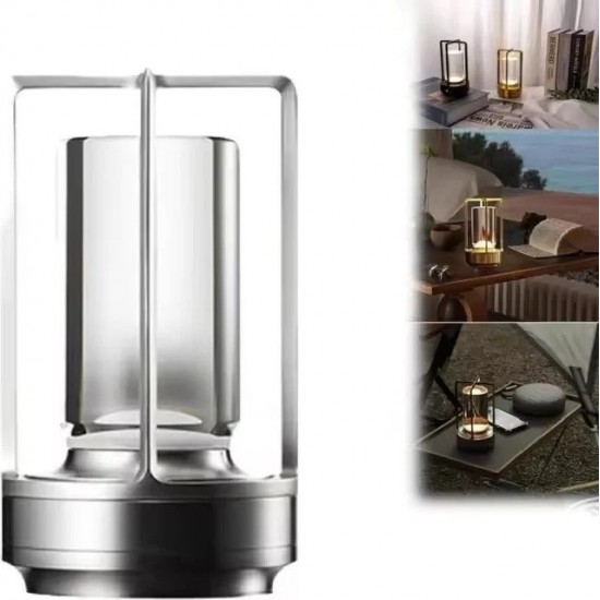 Helios Döküm Silver Kasa Şarjlı 3 Renk Fonksiyonlu Dekoratif Masa Lambası Hs-8131s