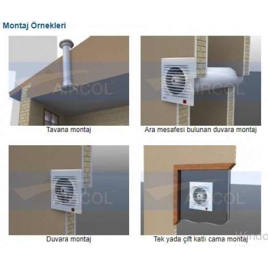 Aircol 120 Dekoratif Banyo Tuvalet Havalandırma Fanı  160m3