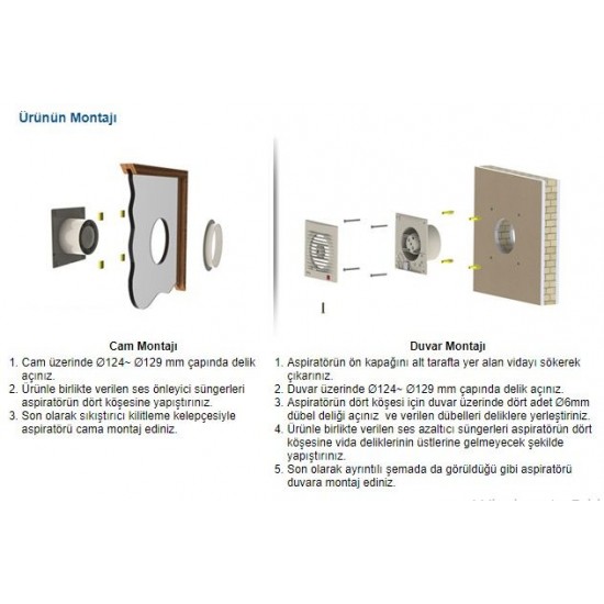 Aircol 120 Dekoratif Banyo Tuvalet Havalandırma Fanı  160m3