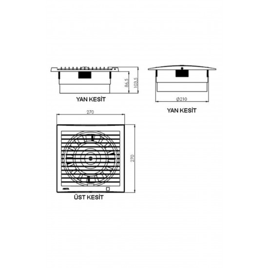 Aircol 200 Dekoratif Banyo Tuvalet Havalandırma Fanı 350m3