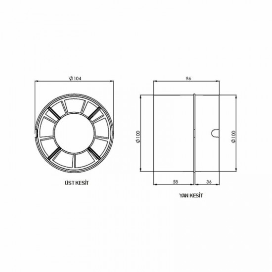 Aircol 100KT Kanal Tipi Tuvalet Banyo Havalandırma Fanı 100m3