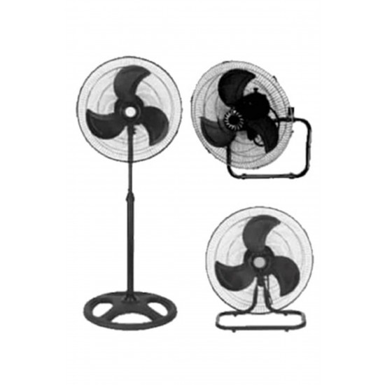 Kcf276 130w 18 Inç Metal 3 Kanatlı Sanayi Tipi Duvar, Masa ve Ayaklı Vantilatör