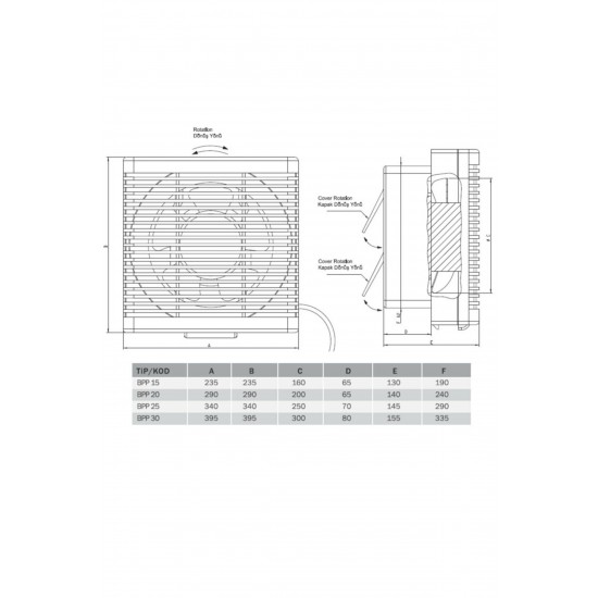 Bahçıvan Bvn Bpp 30 Çift Yönlü Plastik Aspiratör (1100m³/h)