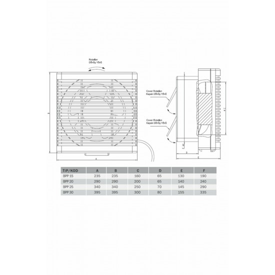 Bahçıvan 15 Çift Yönlü Plastik Aspiratör (300m³/h)