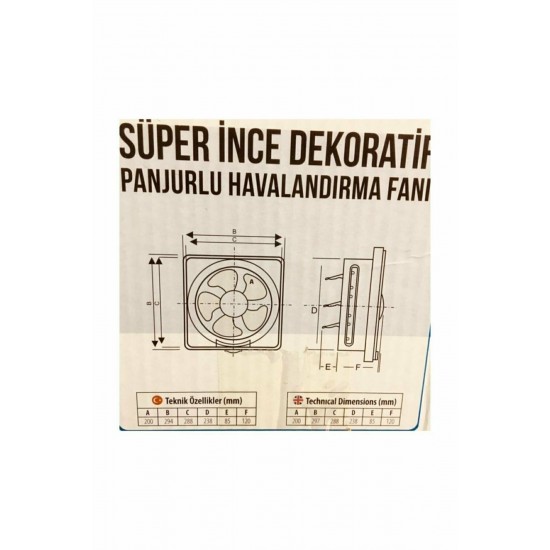KORFAN USVF 603-8 20cm Süper İnce Dekoratif Panjurlu Havalandırma Fanı KORFAN USVF 603-8 20