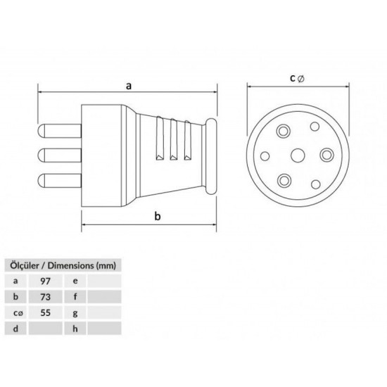 Bemis 3*25a Kauçuk Trifaze Düz Fiş BK1-2504-4011
