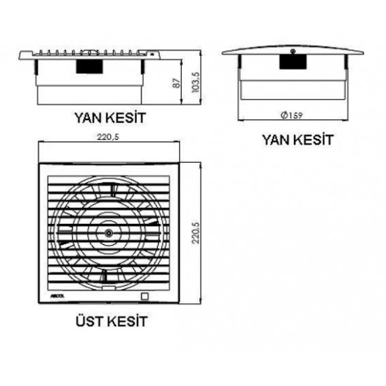 Aircol 150 Krom Dekoratif Tuvalet Banyo Havalandırma Fanı 300m3
