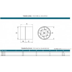 Güçtay Gpk12 120’lik Kanal Tipi Tuvalet Banyo Havalandırma Fanı 170m3