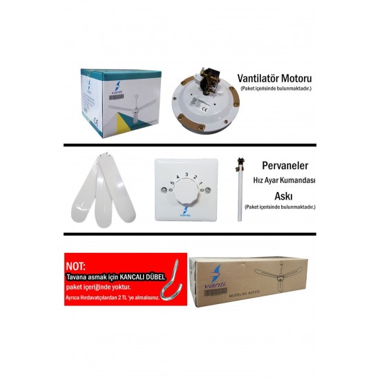Vanti Kcf272 3 Kanatlı Sac Tavan Vantilatörü 140cm 220v