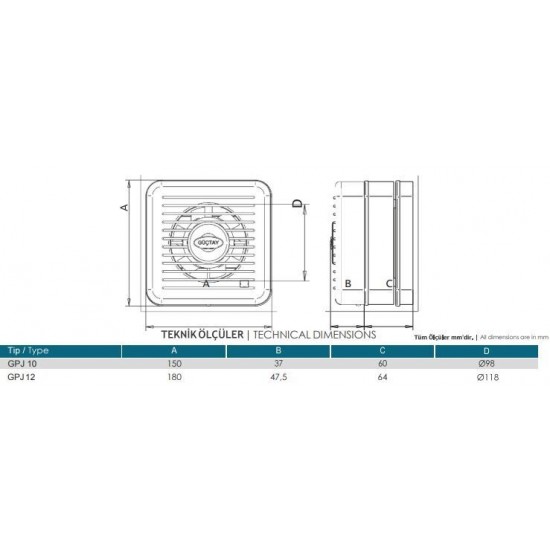 Güçtay Gpj12 120'lik Dekoratif Panjurlu Banyo Tuvalet Aspiratörü 170m3