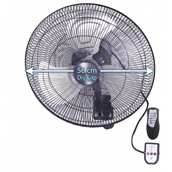 Helios 135W 50 cm Siyah 3 Kanat Kumandalı Sanayi Tipi Duvar Vantilatörü Hs9408
