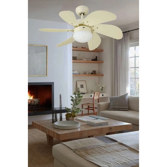 Vanti Kcf281 60w Beyaz 6 Kanatlı Avizeli Tavan Vantilatörü